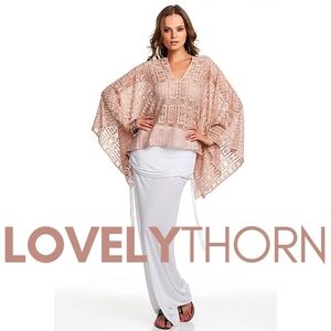 JEN'S PIRATE BOOTY // ltd ed french lace plunge caftan tunic coverup sandy